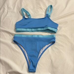 SHEIN Blue Ribbed Bikini Set
